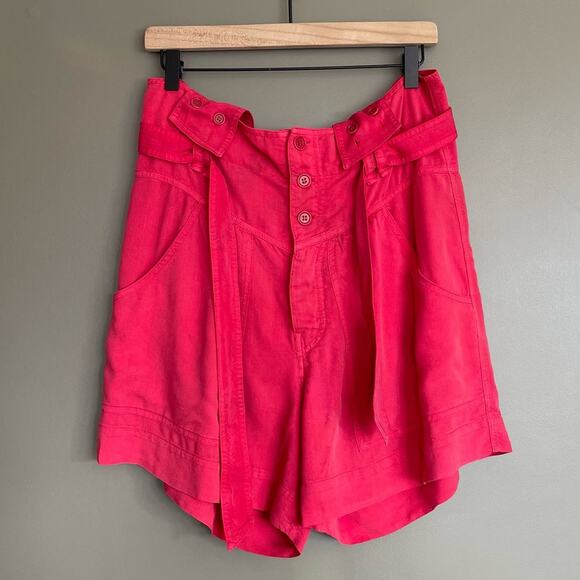 Isabel Marant Flink Suspender Shorts Pink Size Medium High Rise Chic Sexy Loose - Picture 4 of 16